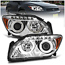 Driver and Passenger Side Halogen Headlight, With bulb(s), Ccfl, Clear Lens, Chrome Interior, Halo Projector Series