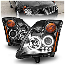 Driver and Passenger Side Halogen Headlight, With bulb(s), Clear Lens, Black Interior, Projector Series