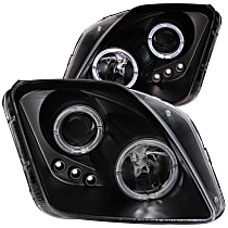 Driver and Passenger Side Halogen Headlight, With bulb(s), With Led, Clear Lens, Black Interior, Halo Projector Series