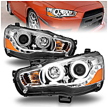 Driver and Passenger Side Halogen Headlight, With bulb(s), Ccfl; Does Not Fit Models With Factory Hid Bulbs, Clear Lens, Chrome Interior, Halo Projector Series
