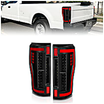 Driver and Passenger Side Tail Light, With bulb(s), Led, Clear Lens, Black Interior, LED Series