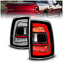 Driver and Passenger Side Tail Light, With bulb(s), Led; With Sequential Signal, Clear Lens, Black Interior, OE Replacement Series