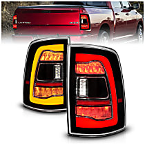 Driver and Passenger Side Tail Light, With bulb(s), Led; With Switchback; With Amber Sequential Signal, Clear Lens, Black Interior, OE Replacement Series