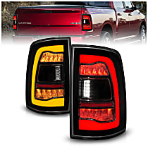 Driver and Passenger Side Tail Light, With bulb(s), Led; With Switchback; With Amber Sequential Signal, Smoked Lens, Black Interior, OE Replacement Series