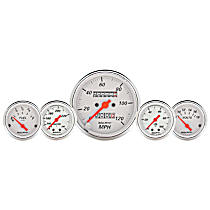 1311 Arctic White Gauge Kit, 5 Pc. 3 1/8in. & 2 1/16in. Mech. Speedo. Wtmp & Oilp.