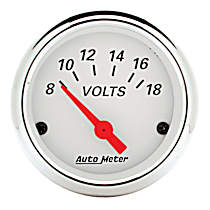 1391 Arctic White Series Gauge, Voltmeter, 2 1/16in. 18V, Electric