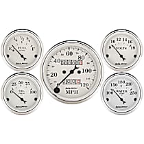 1601 Old Tyme White Gauge Kit, 5 Pc. 3 1/8in. & 2 1/16in. Mech. Speedometer.