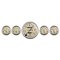 1808 Antique Beige Gauge Kit, 5 Pc. 3 1/8in. & 2 1/16in. Mech. Speedometer.