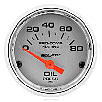 200744-35 Marine Chrome Gauge, Oil Pressure, 2 1/16in. 80Psi, Electric.