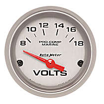 200756-33 Marine Silver Gauge, Voltmeter, 2 1/16in. 18V, Electric.