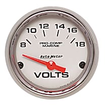 200756-35 Marine Chrome Gauge, Voltmeter, 2 1/16in. 18V, Electric.