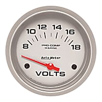 200757-33 Marine Silver Gauge, Voltmeter, 2 5/8in. 18V, Electric.
