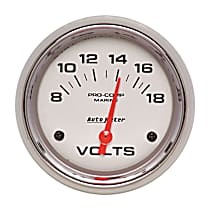 200757-35 Marine Chrome Gauge, Voltmeter, 2 5/8in. 18V, Electric.