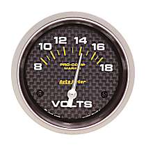 200757-40 Marine Carbon Fiber Gauge, Voltmeter, 2 5/8in. 18V, Electric.