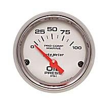 200758-35 Marine Chrome Gauge, Oil Pressure, 2 1/16in. 100Psi, Electric.
