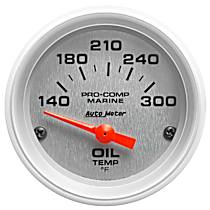 200764-33 Marine Silver Gauge, Oil Temp, 2 1/16in. 140-300f, Electric.