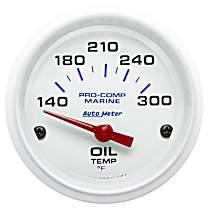 200764 Marine White Gauge, Oil Temp, 2 1/16in. 140-300f, Electric.