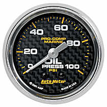200790-40 Marine Carbon Fiber Gauge, Oil Pressure, 2 1/16in. 100Psi, Mechanical.