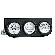 2324 Autogauge Series Gauge Console, Oilp/Wtmp/Volt, 2in. 100Psi/280f/16V, Wht Dial, Blk Bzl.