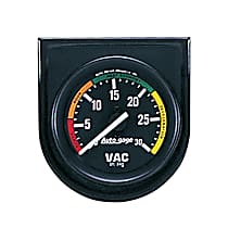 2337 Autogage Series Gauge Console, Vacuum, 2in. 30Inhg, Blk Dial, Blk Bezel.
