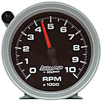 233908 Autogage Series Gauge, Tach, 3 3/4in. 10K Rpm, Pedestal W/Ext Shift Light, Blk Dial Blk Case.