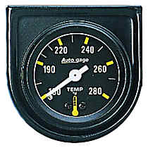 2352 Autogage Series Gauge Console, Water Temp, 1.5in. 280f, Mech, Blk Dial, Blk Bezel.