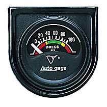 2354 Autogage Series Gauge Console, Oil Press, 1.5in. 100Psi, Elec, Blk Dial, Blk Bezel.