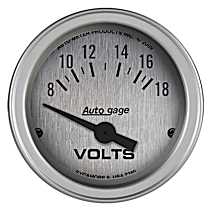 2380 Autogage Series Gauge Console, Voltmeter, 2 1/16in. 18V, Slvr Dial, Slvr Bezel.