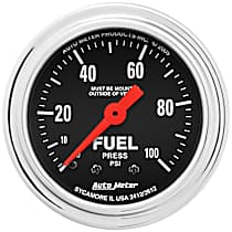 2412 Traditional Chrome Series Gauge, Fuel Pressure, 2 1/16in. 100Psi, Mechanical.