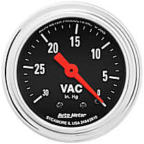2484 Traditional Chrome Series Gauge, Vacuum, 2 1/16in. 30Inhg, Mechanical.