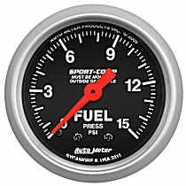 3311 Sport-Comp Series Gauge, Fuel Pressure, 2 1/16in. 15Psi, Mechanical.