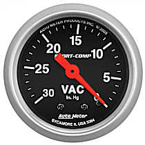 3384 Sport-Comp Series Gauge, Vacuum, 2 1/16in. 30Inhg, Mechanical.