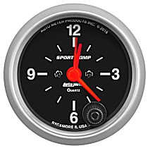 3385 Sport-Comp Series Gauge, Clock, 2 1/16in. 12Hr, Analog.