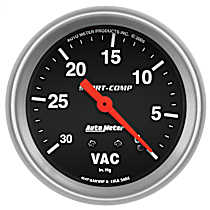 3484 Sport-Comp Series Gauge, Vacuum, 2 5/8in. 30Inhg, Mechanical.