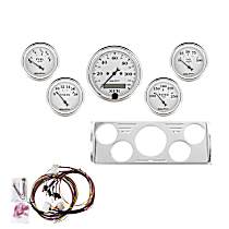 7057-OTW Gauge Set - Mechanical, Speedometer; Oil Pressure Gauge; Water Temperature Gauge; Voltage Gauge; Fuel Level Gauge, Direct Fit, Set of 5