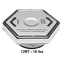 12R7 Professional Series Radiator Cap - Hexagon, 16 lbs., Polished, Steel, Sold individually