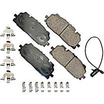 Front Ceramic Brake Pad Set, With pad wear sensor; Pad Wear Sensor Type Electronic; With abutment clips, Euro Series