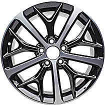 ALY63163U47N Wheel, Aluminum, Black, 5 x 4.5 in. Bolt Pattern, 50 mm Offset, 18 in. Wheel Diameter, 15 Spoke