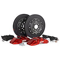 BRK00060 2-Piece Directional Series - 370mm. Slotted, Red Powdercoated 6-Piston Caliper, 2-Wheel Set   