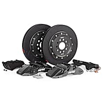 BRK00069 2-Piece Directional Series - 370mm. Slotted, Grey Powdercoated 6-Piston Caliper, 2-Wheel Set   