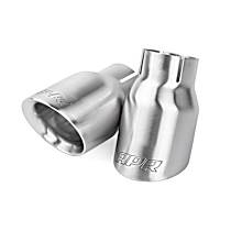 Double-Walled 3.5in. Slash-Cut Tips (Brushed Silver) - Set of 2