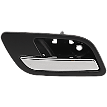 Rear, Driver Side Chrome Lever with Black Bezel Interior Door Handle, Without Door Lock Hole