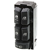 Front, Driver Side Window Switch, Gray, 5-Button