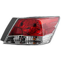 Passenger Side Tail Light, with Bulb, Halogen, Clear and Red Lens, Sedan