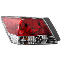 Driver Side Tail Light, with Bulb, Halogen, Clear and Red Lens, Sedan