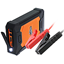 AJS8-1002-ORG Emergency 600 Peak Jump Starter Power Bank Kit, 7.200Mah Battery Bank with 2.1 Amp USB, LED Flashlight, 2 Jumper Cables