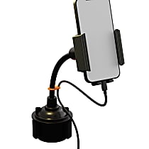 AMH3-1003-BLK Adjustable Phone Mount with Gooseneck Cupholder 360 Rotation, Expandable arm, and Clip Cord 