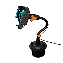 AWC8-1007-BLK 10W Wireless Charging Phone Mount with Gooseneck Cupholder, 360 deg. Rotation and 3ft. Cable to Power