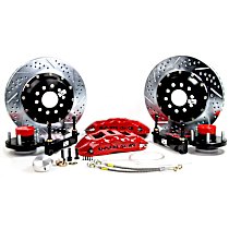 4261104B Extreme Series - 14in. Cross Drilled and Slotted, Black Powdercoated 6-Piston Caliper, 2-Wheel Set