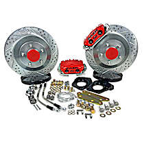 4261566R Classic Series - 13in. Cross Drilled and Slotted, Red Powdercoated 2-Piston Caliper, 2-Wheel Set